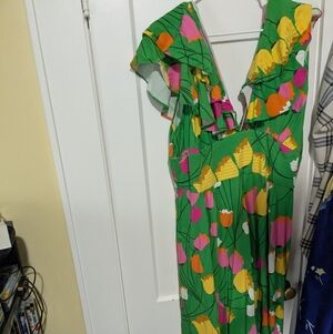 Green Floral Ruffle Maxi Dress Trashy Diva